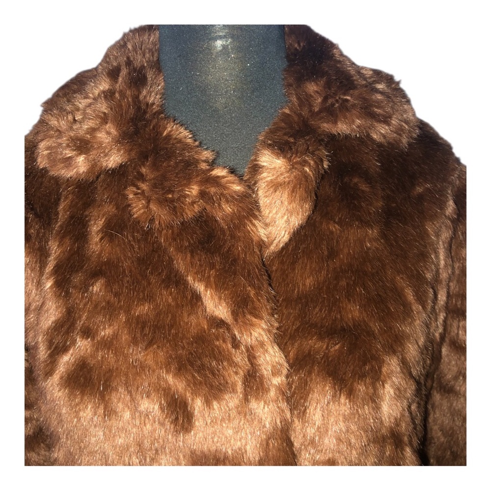 Trafaluc Ourrwear by Zara Luxurious Brown Faux Fur Lined Coat Size S - Picture 4 of 8
